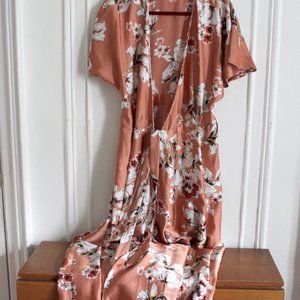 Peach floral maxi wrap dress